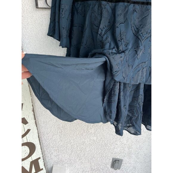 Vince Camuto Flutter Sleeve Tiered Dress - Size 14 - Teal - Picture 10 of 10